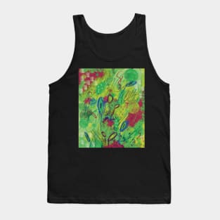 Colorful abstract happy floral burst of colors in green, yellow, blue, purple, and magenta Tank Top